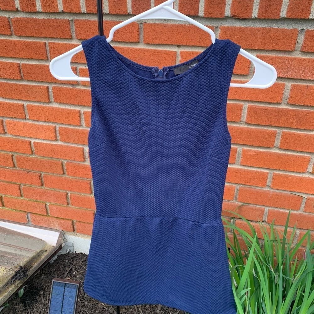 Aqua Skort Deep Navy Blue Textured Skort Mini Dress